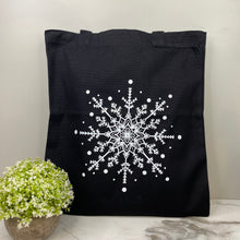 Load image into Gallery viewer, Tote Bag - Christmas - Snowflake on Black
