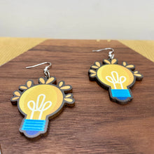 Load image into Gallery viewer, Wooden Dangle Earrings - Teacher - Light Bulb
