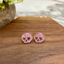 Load image into Gallery viewer, Acrylic Stud Earrings - Halloween - Pink Skull
