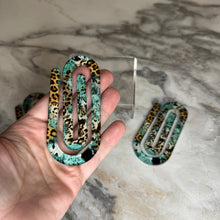 Load image into Gallery viewer, Jumbo Paperclip - Turquoise Cow Animal Print
