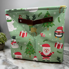 Load image into Gallery viewer, Pop Up Canvas Basket - Green Christmas Characters
