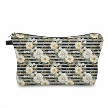 Load image into Gallery viewer, Pouch - Floral Ivory Cream Stripe
