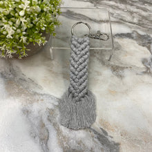 Load image into Gallery viewer, Keychain - Macrame - Braided Grey
