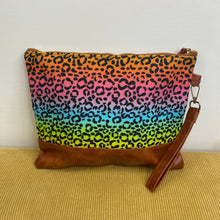 Load image into Gallery viewer, Clutch - Oversized Canvas &amp; Faux Leather - Pink Blue Black Leopard
