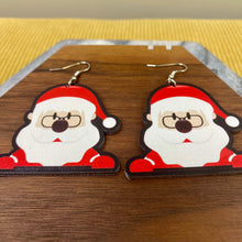 Load image into Gallery viewer, Wooden Dangle Earrings - Christmas - Santa
