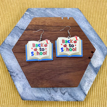 Load image into Gallery viewer, Wooden Dangle Earrings - Teacher - Back to School Book
