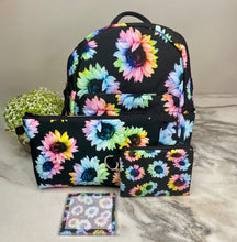 Load image into Gallery viewer, Mini Backpack, Pouch, &amp; Mini Pouch Bundled Set - Rainbow Sunflower
