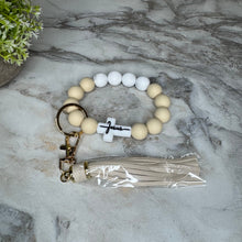 Load image into Gallery viewer, Silicone Bracelet Keychain - Religious, Jesus, White &amp; Buttercream
