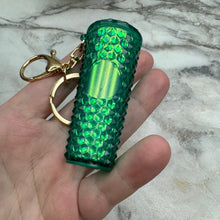 Load image into Gallery viewer, Keychain - Studded Tumbler - Green Holographic
