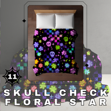 Load image into Gallery viewer, Blanket Halloween #11 - Skull Check Floral Star - PREORDER ends 7/25
