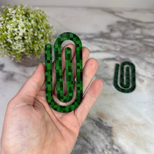 Load image into Gallery viewer, Jumbo Paperclip - Green Squares
