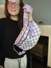 Load image into Gallery viewer, The Roni Nylon Crossbody - Checkered Light Purple
