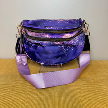 Load image into Gallery viewer, The Roni Nylon Crossbody - Purple Sparkle Waves
