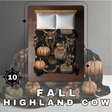 Load image into Gallery viewer, Blanket Halloween #10 - Fall Highland Cow - PREORDER ends 7/25
