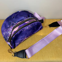 Load image into Gallery viewer, The Roni Nylon Crossbody - Purple Sparkle Waves
