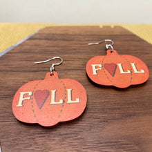 Load image into Gallery viewer, Wooden Dangle Earrings - Fall - Fall Pumpkin
