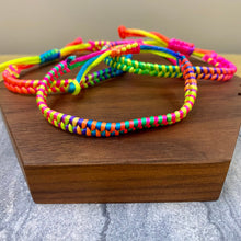 Load image into Gallery viewer, Bracelet - Adjustable String - Braided Mixed Rainbow
