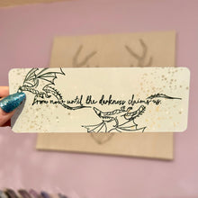 Load image into Gallery viewer, Throne of Glass From Now to The Darkness Claims Us Metal Bookmark
