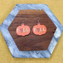 Load image into Gallery viewer, Wooden Dangle Earrings - Fall - Fall Pumpkin
