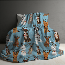 Load image into Gallery viewer, Blanket - Christmas - Dog Blue - PREORDER
