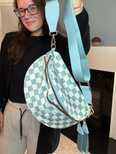 Load image into Gallery viewer, The Roni Nylon Crossbody - Checkered Aqua
