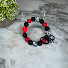 Load image into Gallery viewer, Silicone Bracelet Keychain - Halloween Skull - Red
