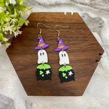 Load image into Gallery viewer, Acrylic Dangle Earrings - Halloween Hat Ghost Cauldron
