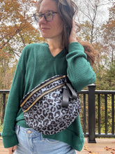 Load image into Gallery viewer, The Roni Nylon Crossbody - Animal Print Grey with Black

