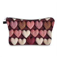 Load image into Gallery viewer, Pouch - Knit Hearts On Maroon
