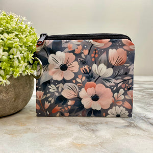 Mini Pouch - Pink Grey Floral