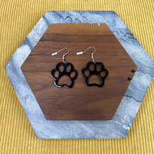 Load image into Gallery viewer, Acrylic Dangle Cutout Earrings - Black Paw Print
