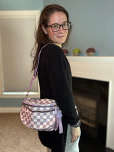 Load image into Gallery viewer, The Roni Nylon Crossbody - Checkered Light Purple
