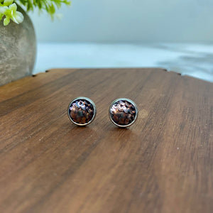 Druzy Stud Earrings - Mermaid 8mm - Bronze