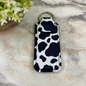 Lip Balm Chapstick Holder - Black Cow Print