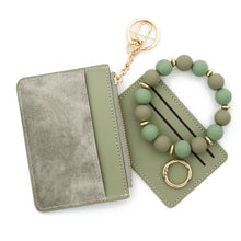 Load image into Gallery viewer, Denim Suede Bracelet Keychain &amp; Card Holder Wallet
