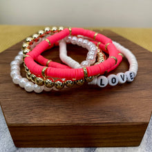 Load image into Gallery viewer, Bracelet Pack - Clay &amp; Gold Bead - Love
