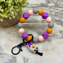 Load image into Gallery viewer, Silicone Bracelet Keychain - Halloween - Gnome Pumpkin Purple Orange
