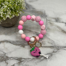 Load image into Gallery viewer, Silicone Bracelet Keychain - Pink Strawberry
