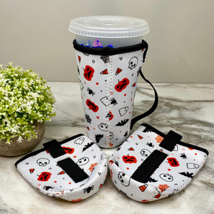 Neoprene Cup Holder Koozie Tumbler with Handle - Halloween Design