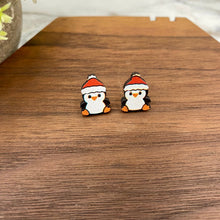 Load image into Gallery viewer, Wooden Stud Earrings - Christmas - Penguin #2
