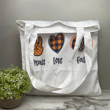 Load image into Gallery viewer, Tote Bag - Peace Love Fall
