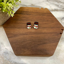 Load image into Gallery viewer, Wooden Stud Earrings - Christmas - Snowman #5
