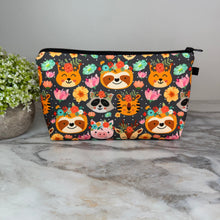 Load image into Gallery viewer, Pouch - Animal Floral, Pig Sloth Raccoon Tiger
