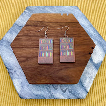 Load image into Gallery viewer, Wooden Dangle Earrings - Teacher - Book Case
