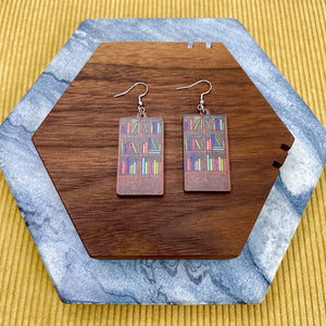 Wooden Dangle Earrings - Teacher - Book Case