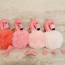 Load image into Gallery viewer, Keychain - Fuzzy Pom Pom - Flamingo with Legs
