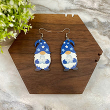 Load image into Gallery viewer, Wooden Dangle Earrings - Winter - Gnome Blue Snowballs
