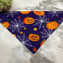 Load image into Gallery viewer, Dog Bandana - Halloween - Flying Pumpkin Bats
