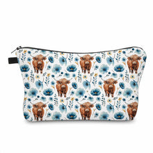 Load image into Gallery viewer, Pouch - Highland Cow Blue Floral

