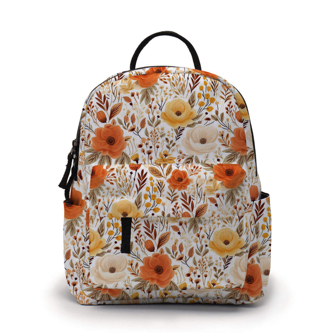 Mini Backpack - Floral Orange Cream Yellow